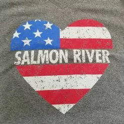 Fat Nancy's Tackle Shop Apparel Ladies Salmon River Flag Heart T-Shirt