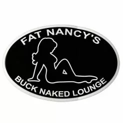 Fat Nancy's Tackle Shop Buck Naked Lounge White Outline Decals