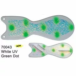 Dreamweaver Spin Doctor Flasher White UV Green Dot Lures