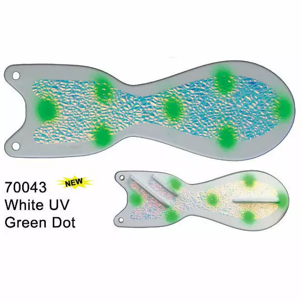 Dreamweaver Spin Doctor Flasher White UV Green Dot Lures
