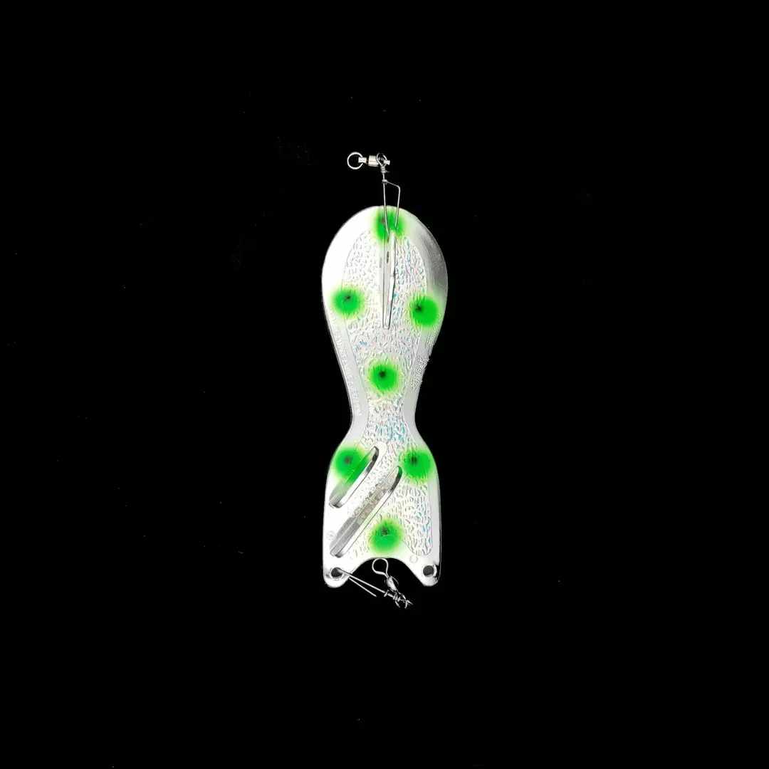 Dreamweaver Spin Doctor Flasher UV Chrome Grn/Blk Dot Lures